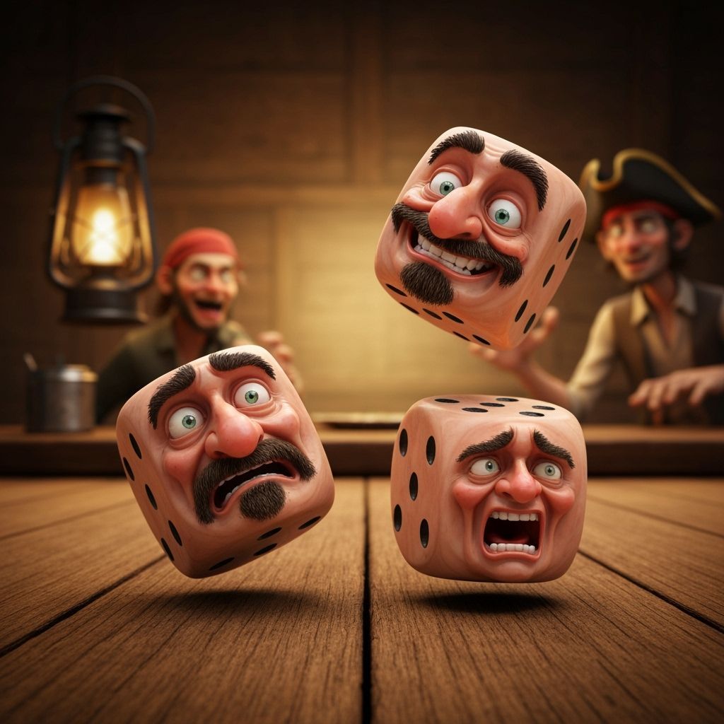 Dice with Expressive Faces Fall onto Table