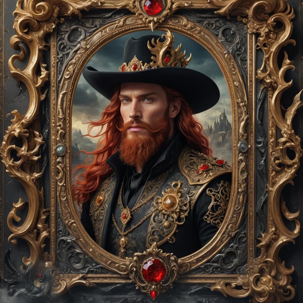 Prince with Jeweled Crown and Dragons in Baroque Style