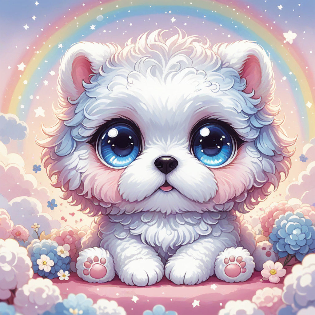 Cute Bichon in Chibi Style