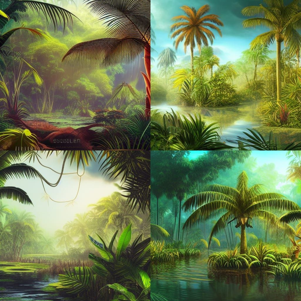 Hybrid Jungle Forest Biome Landscape in Detailed Digital Art
