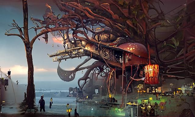 Cosmic Horror Restaurant Atop Giant Tree