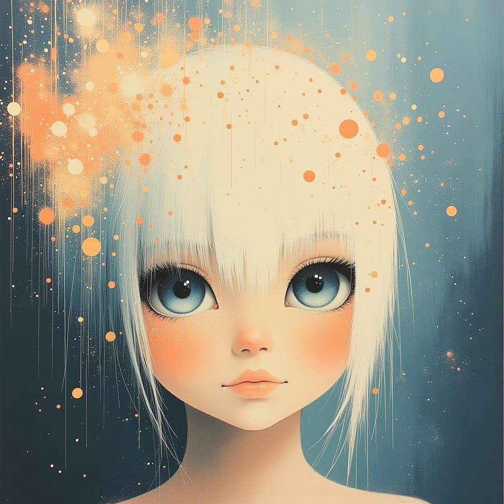 Surreal Baroque Portrait of an Albino Fairy in Soft Oil Pain...