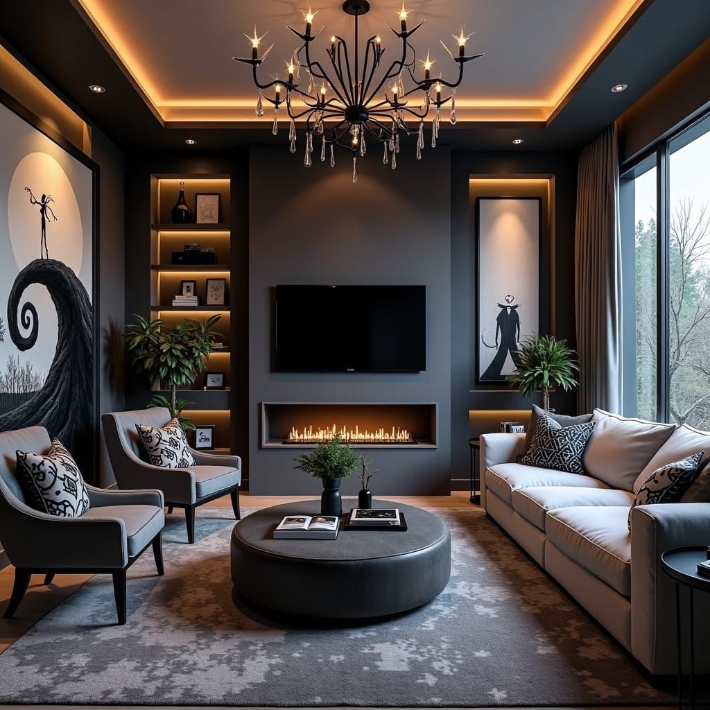 Nightmare Before Christmas Modern Living Room