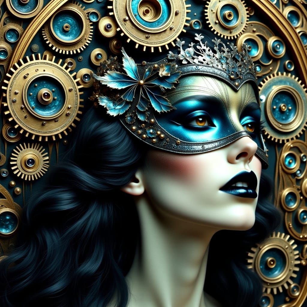 Clockwork Masquerade Ball in Klimt Style