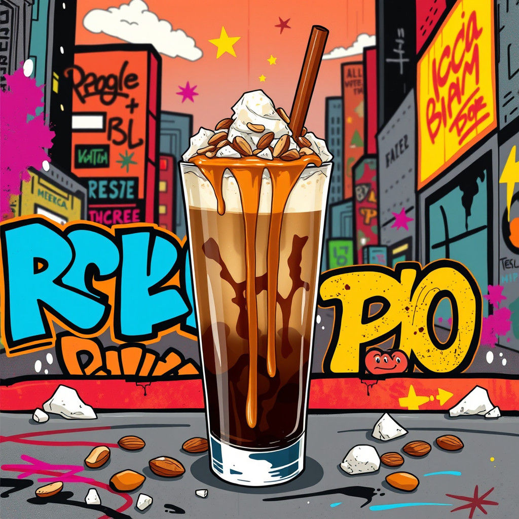 Iced Espresso Street Art Illustration