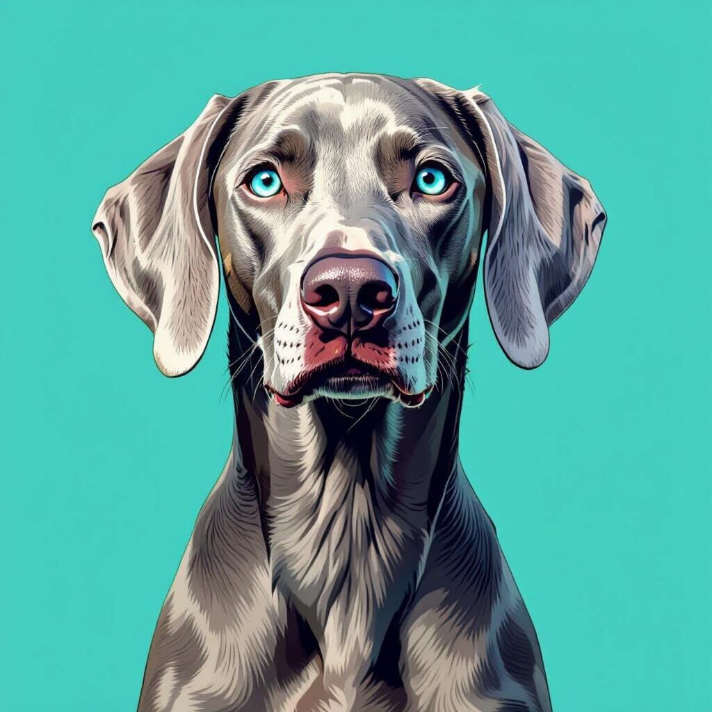 Weimaraner Dog Portrait in Pop Art Style