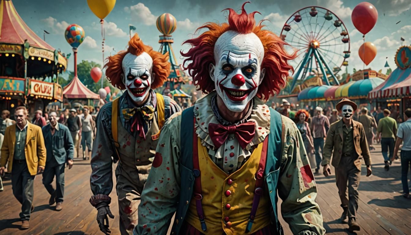 WWII Clown Zombies in a Horror Amusement Park
