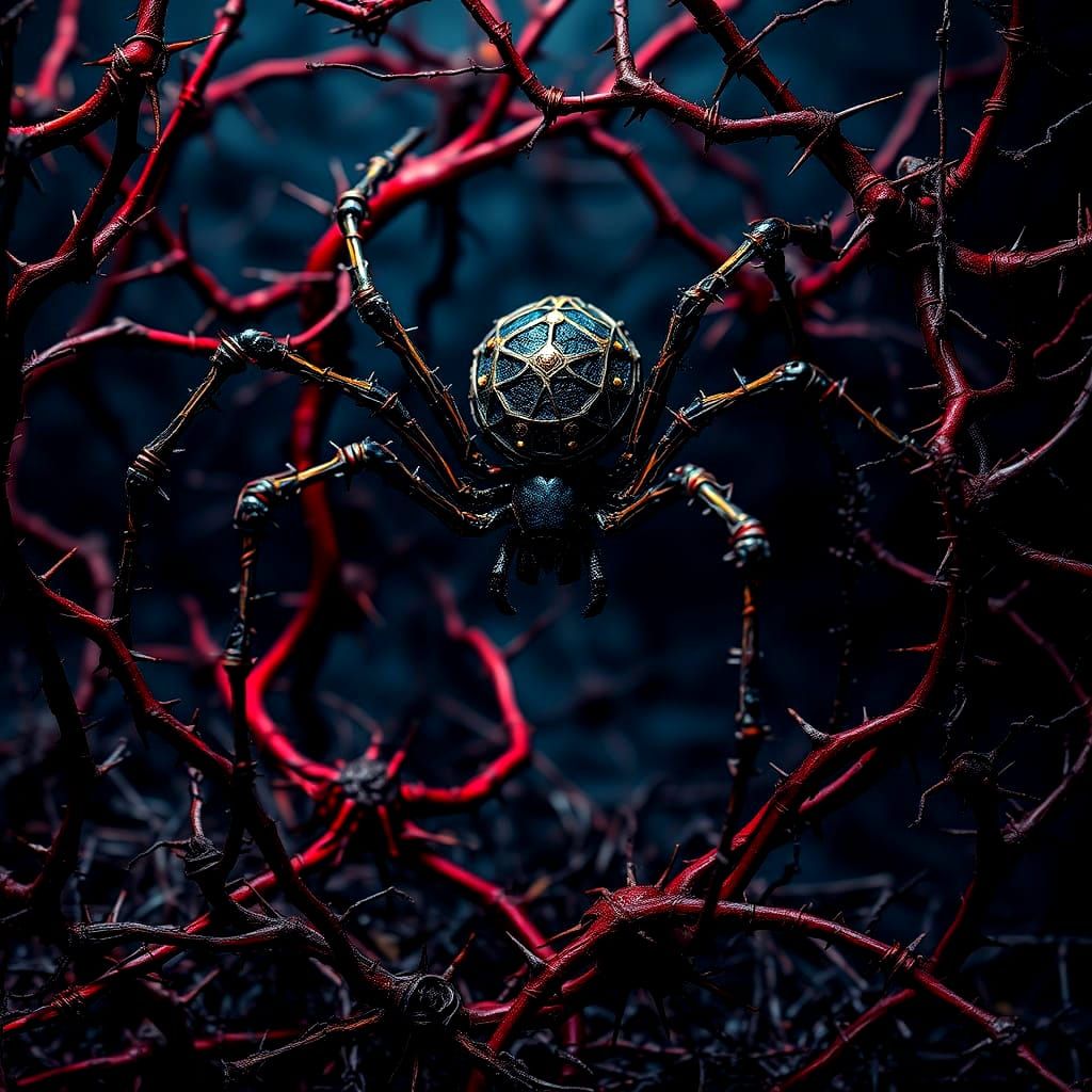 Barbed Wire Spider in Thorny Maze