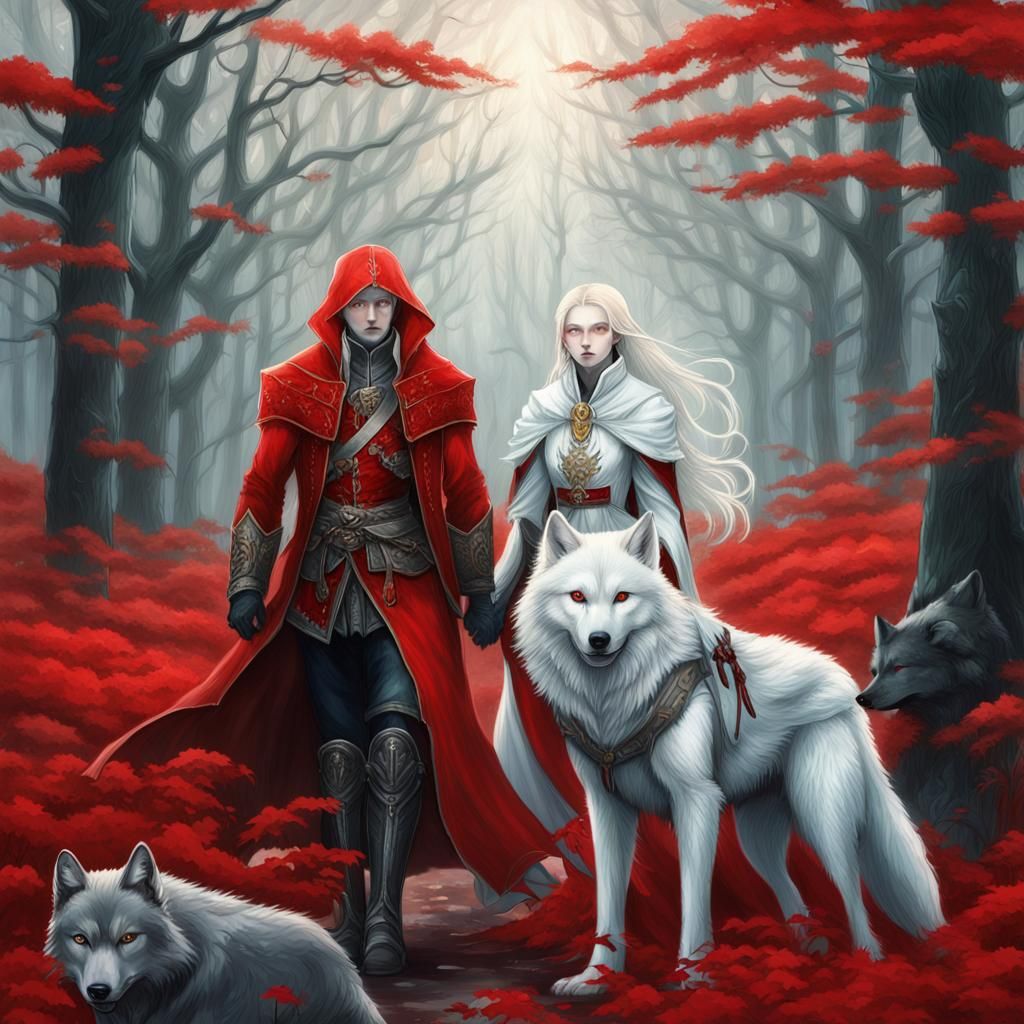 Albino Princess and Husband in Forest, Gothic Art