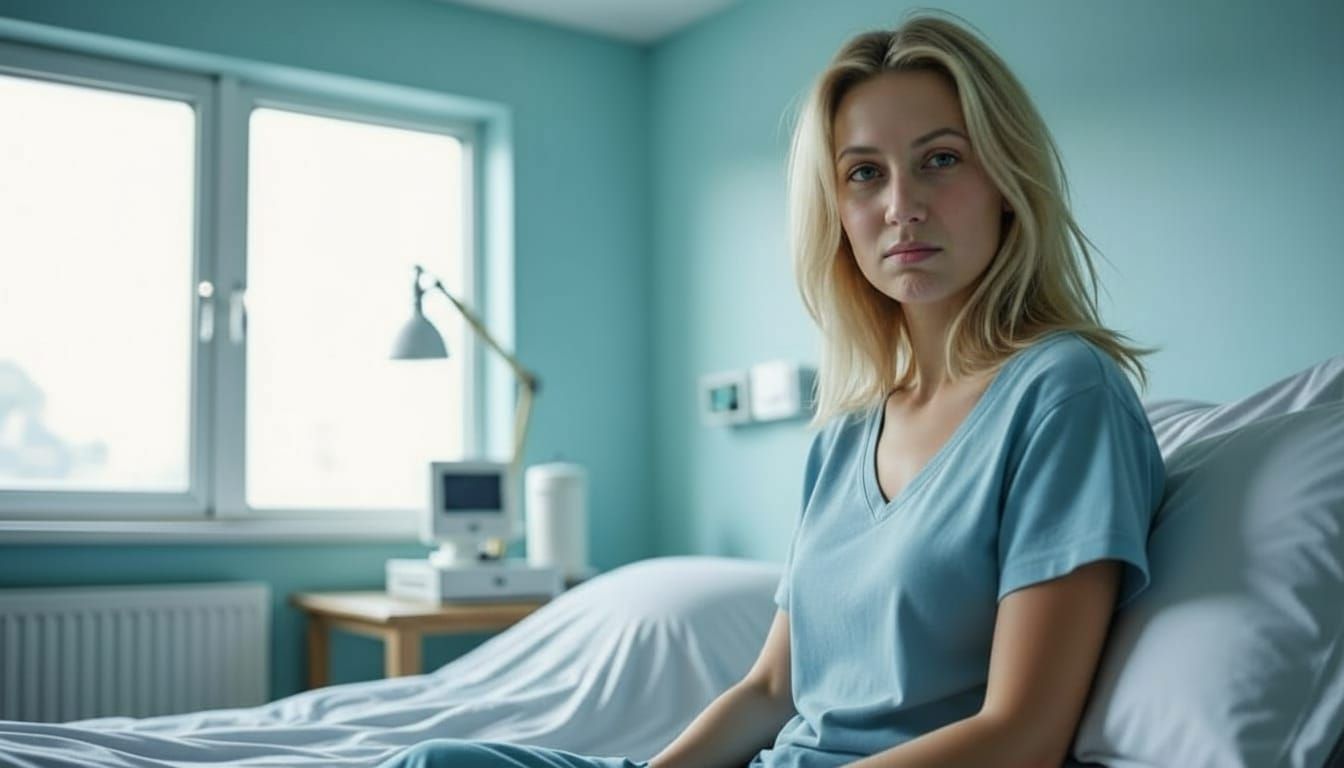 Sonia B Wakes Up in Hospital Room with a Gaze to the Right