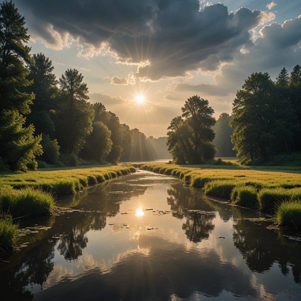 Poetic River Landscape in Soft Focus
