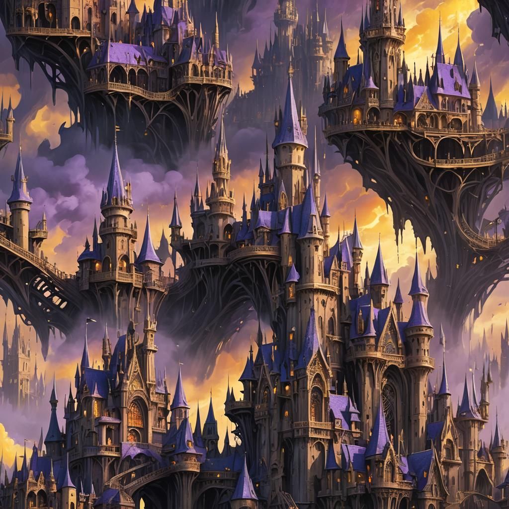 Grim Castle Theme Park with Purple Vortex