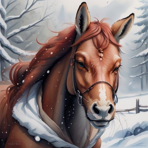 Anime Centaur in Winter Wonderland, Studio Trigger Style