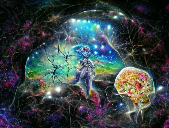 Cosmic Brain: Holographic Astral Illustration