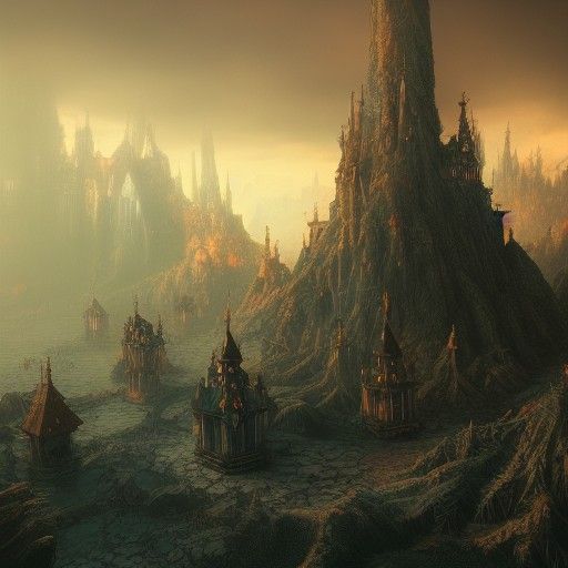Fantastical Witch Hunt in Detailed Matte Painting Style