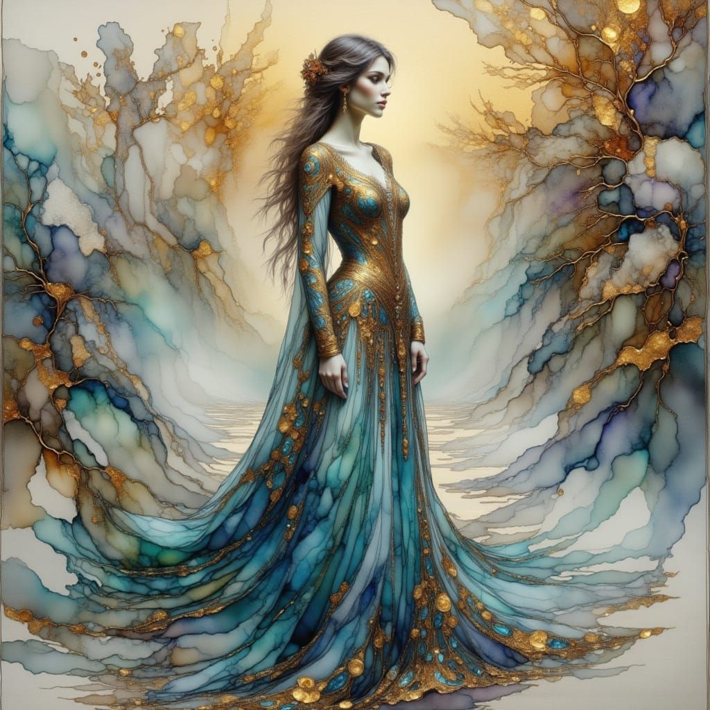 Elegant Woman Portrait in Ethereal Setting