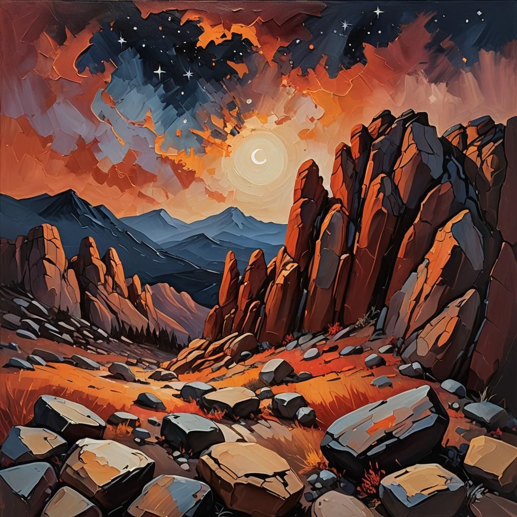 Abstract Expressionist Ridge with Impasto Texture