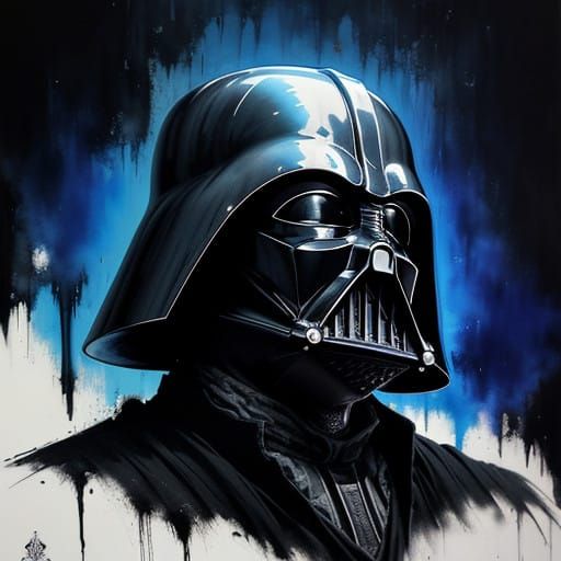 Surreal Portrait of Darth Vader in Dark, Hyper-Realistic Sty...