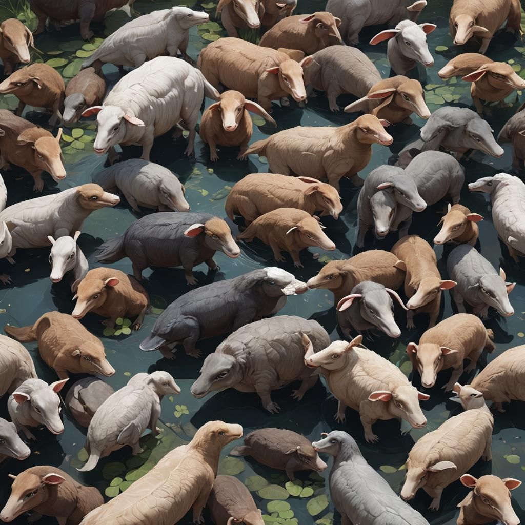 Ram and Platypus Hybrid in 3D Anime Style