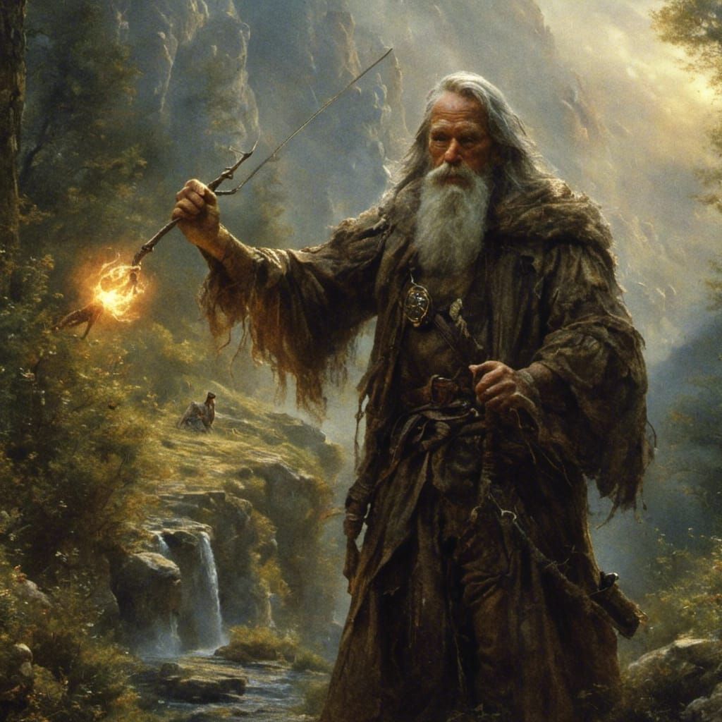 Wizard Casting Magic in a Light Fantasy Setting