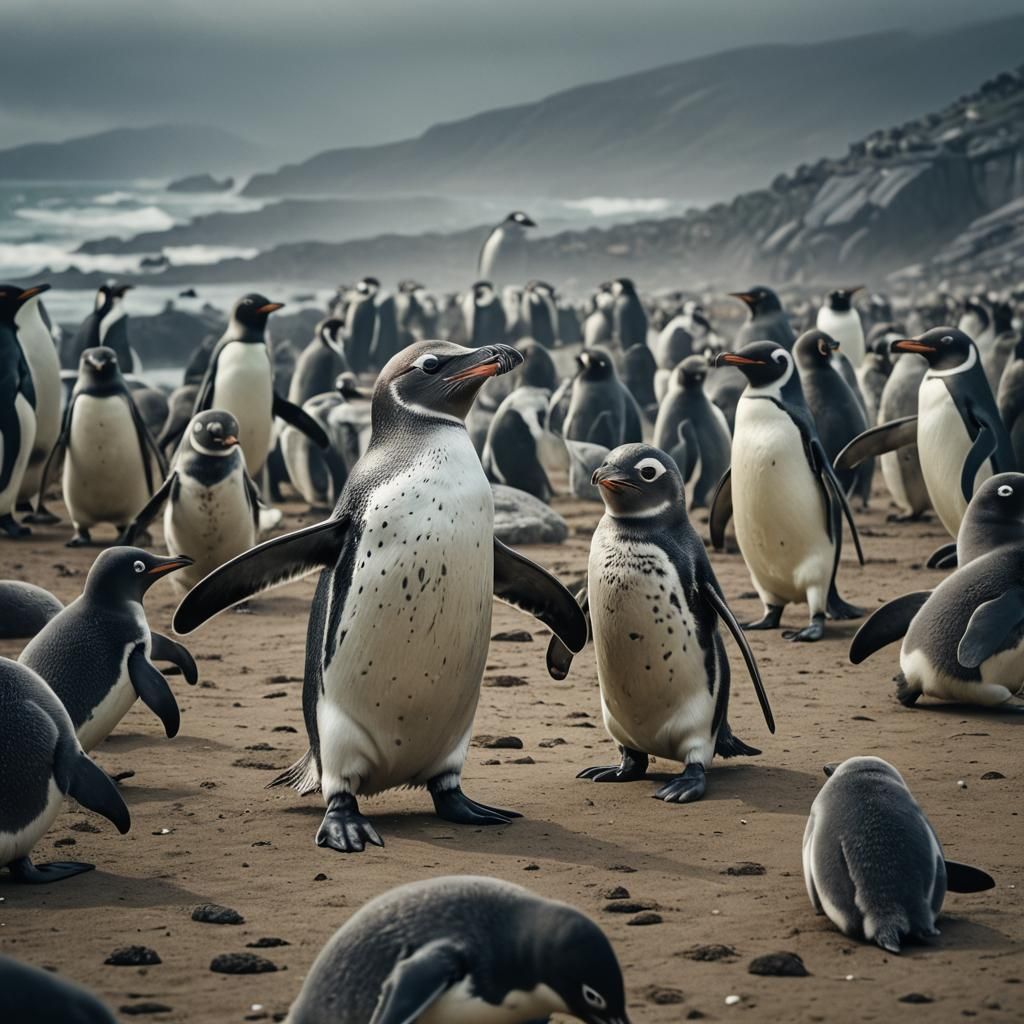 Seals with Guns Fighting Penguins: Cinematic Film Still