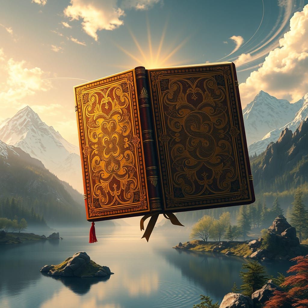 Ethereal Fantasy Realm with Majestic Book