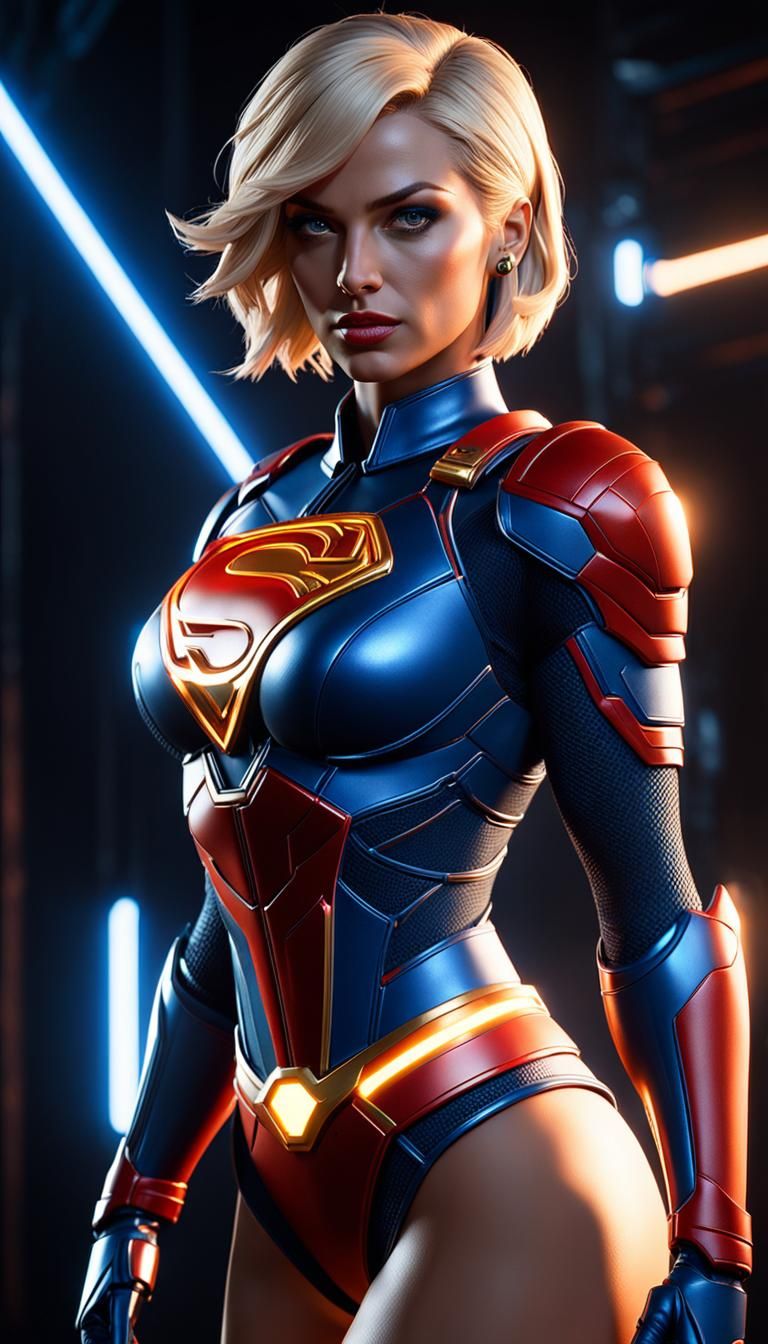 Power Girl with Dynamic Lighting in Unreal Engine 5