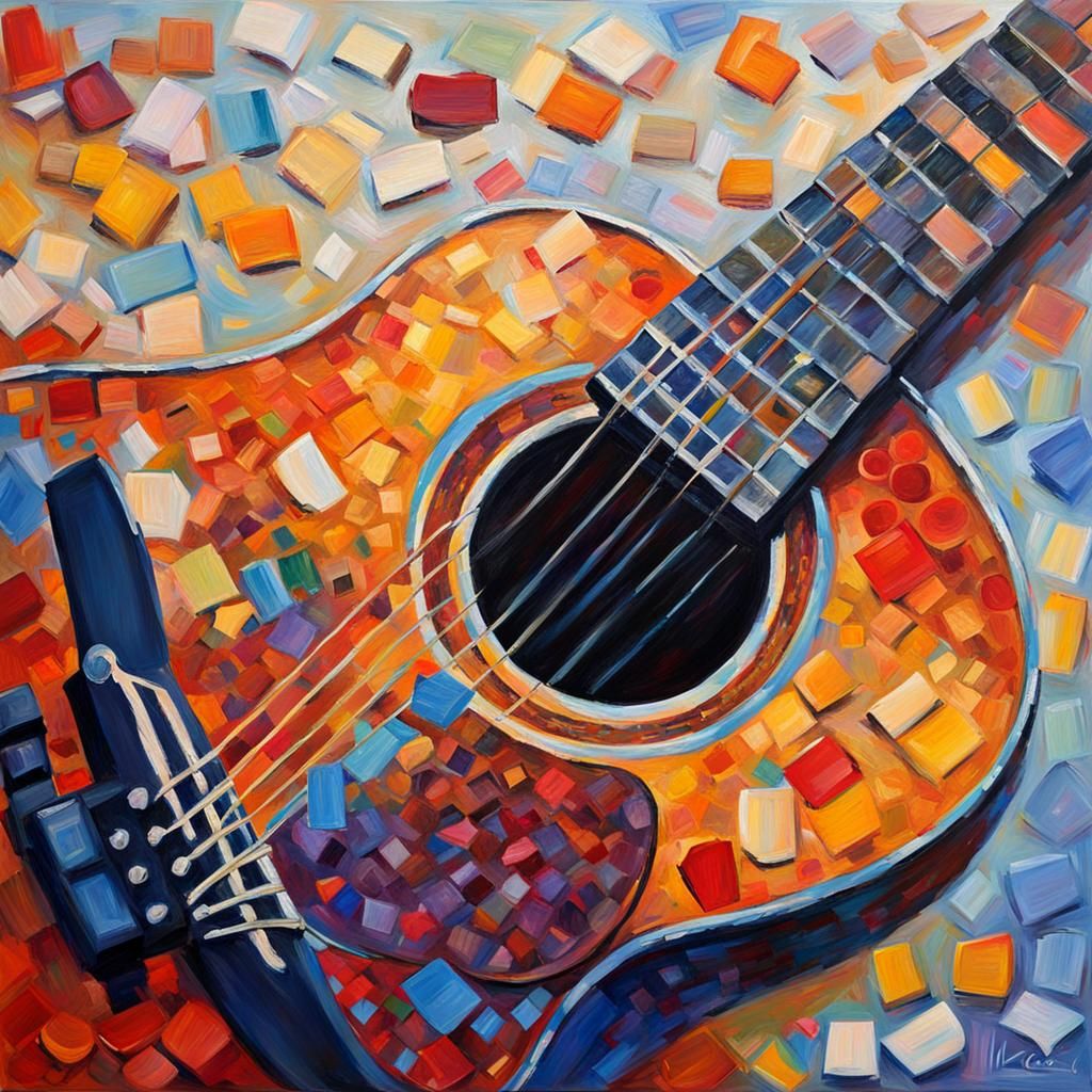 Acoustic Guitar Letter in Neo-Impressionist Oil Painting