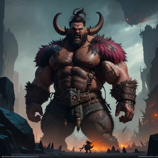 Barbarian Launches Goblin: Fantasy Concept Art