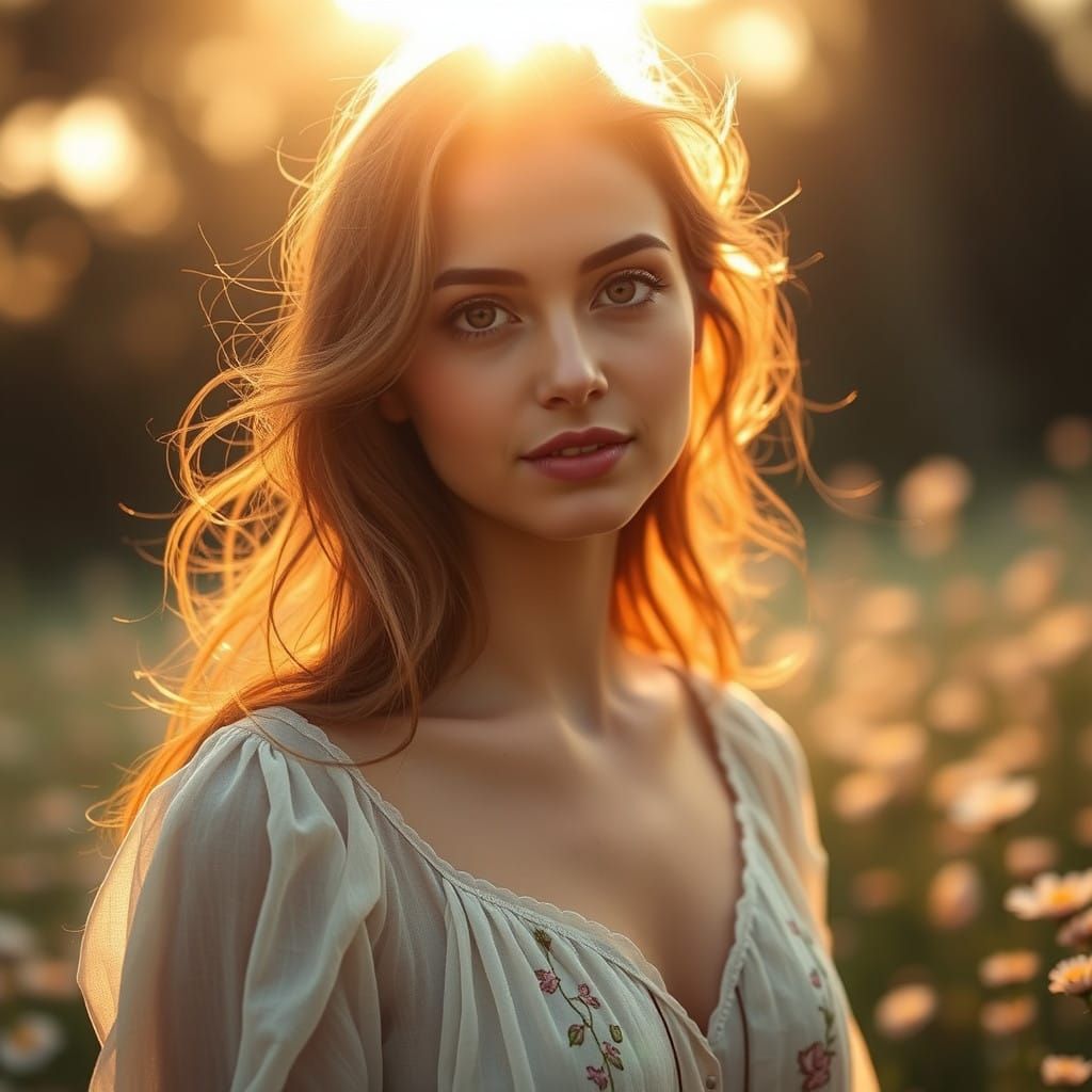 Radiant Woman in Soft Dawn Light
