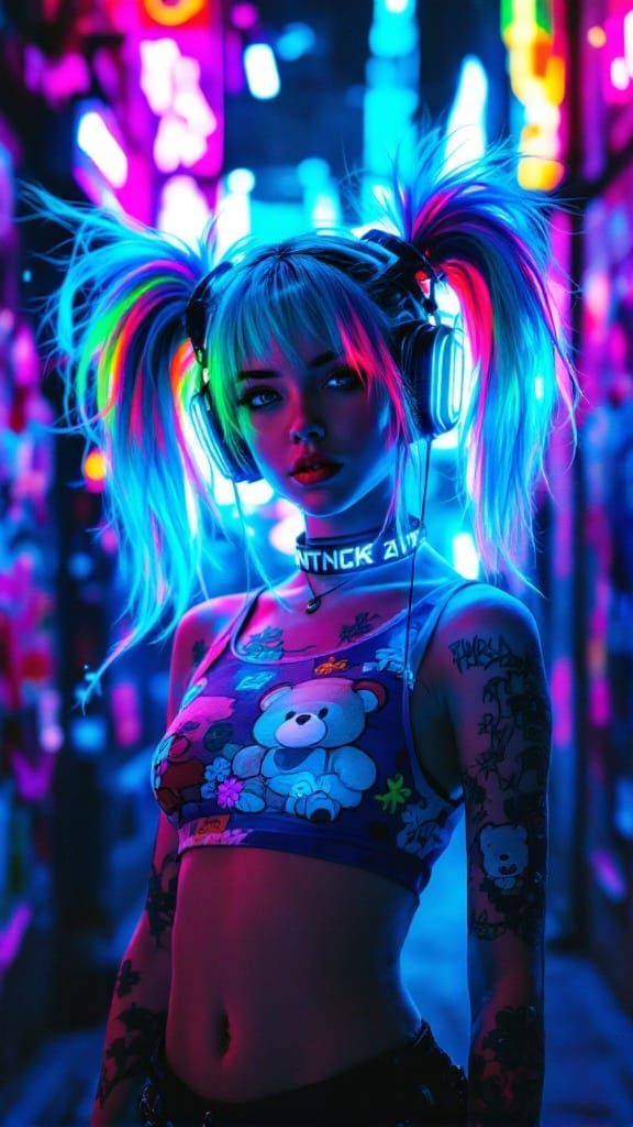 Cyberpunk Goddess in a Neon Dreamscape