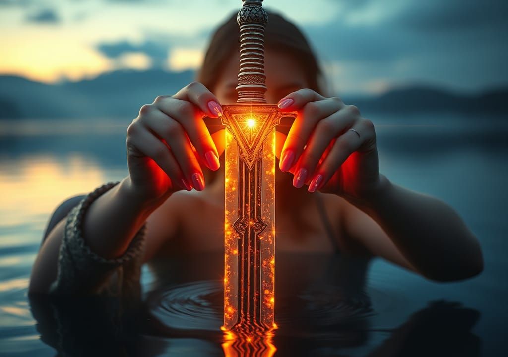 Gothic Lady of the Lake with Excalibur