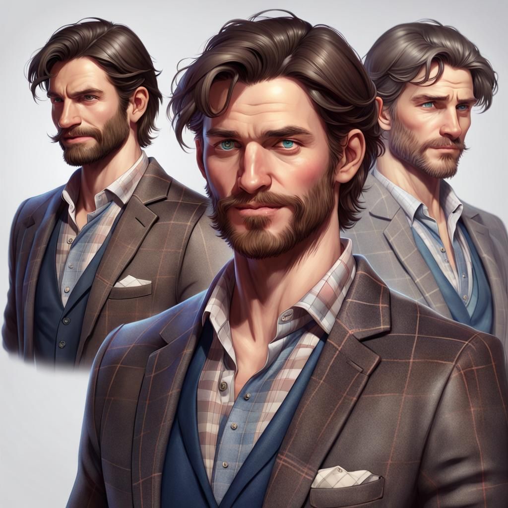 Confident Scottish Man Portrait in Hyperdetailed Style