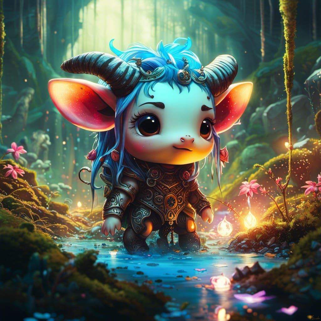 Chibi Centaur in Labyrinth: Digital Illustration