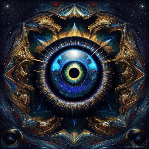 Cosmic Surrealism: Eye Shedding Tears of Heaven and Hell