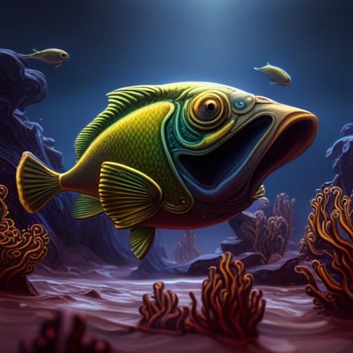 Fantastical Uranium Fish in Detailed Matte Painting