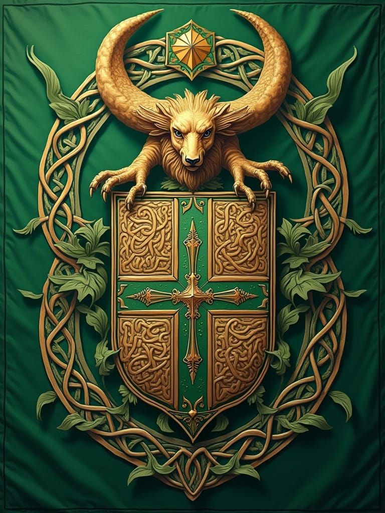 Medieval Irish Family Crest in Celtic Heraldic Style