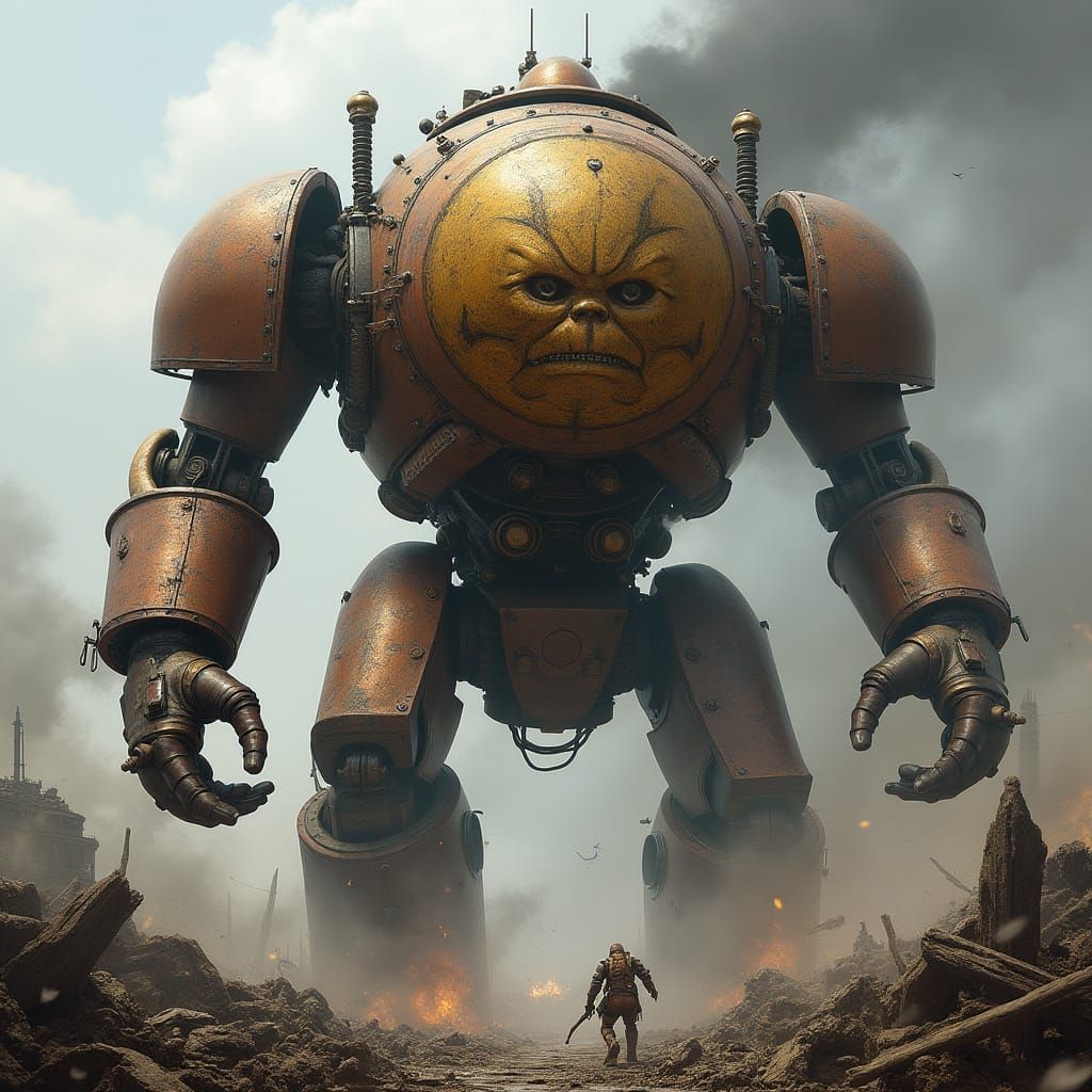 Steam-Powered Automaton After Epic Battle in Steampunk Conce...