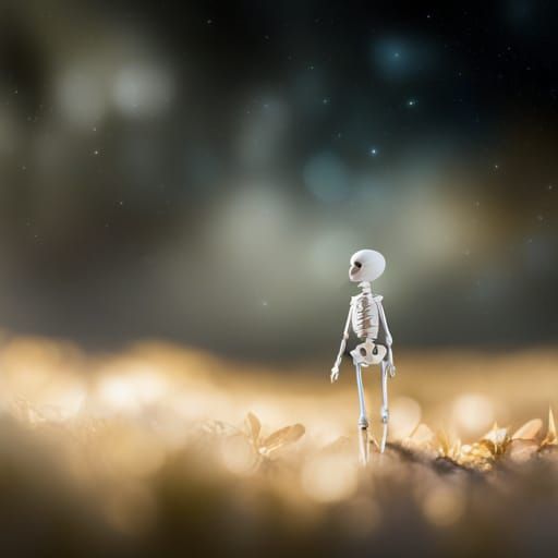 Miniature Skeleton in Vast Expanse, Steampunk Style
