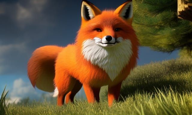 Adorable Fox in 3D Game Cinematic Style
