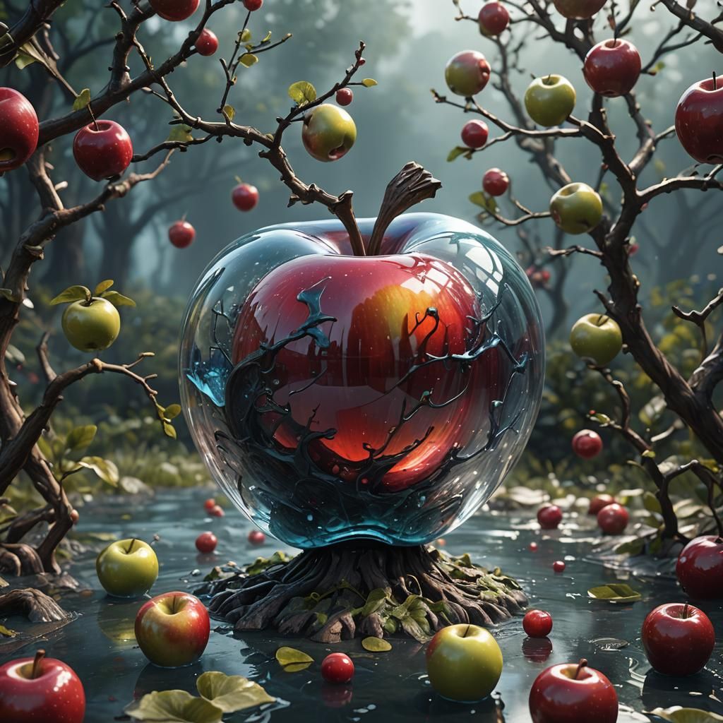 Detailed Glass Apple Fantasy Concept Art