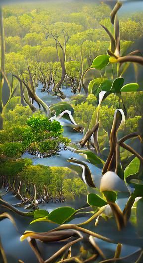 Mangrove Rainforest with Cranes, Egrets, and Ducks