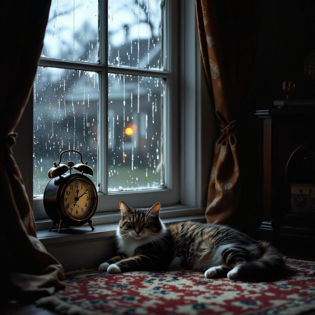 Cozy Rainy Day Scene in Dutch Golden Age Style