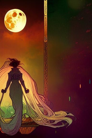 The Moon Tarot Card in Photorealistic Style