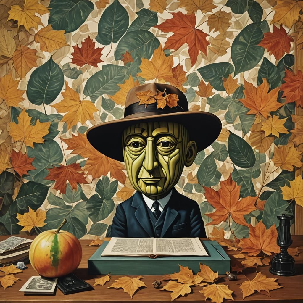 Surreal Sci-Fi Animal Totem Lithograph in Magritte Style