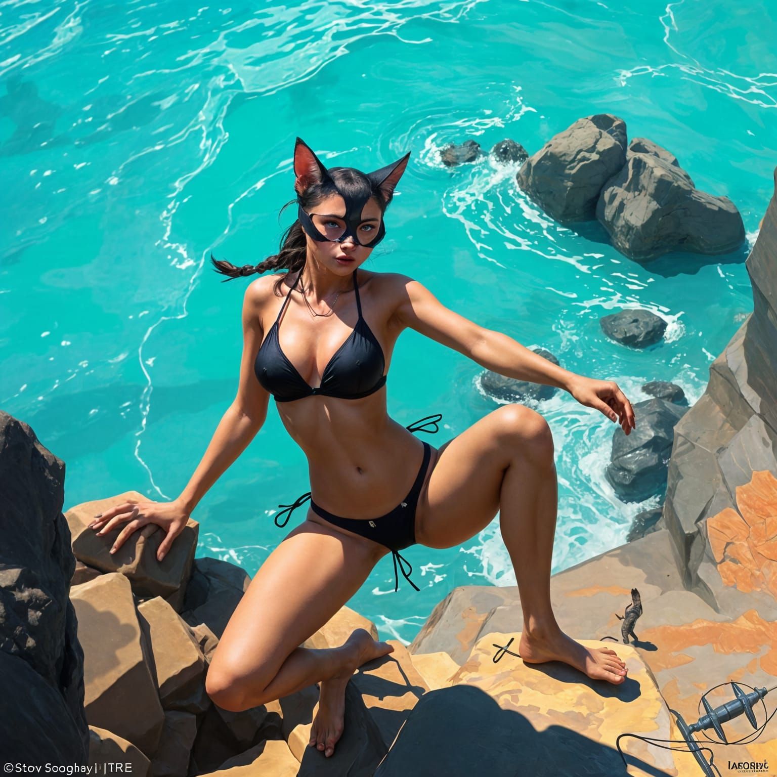 Hybrid Cat Woman in Bikini