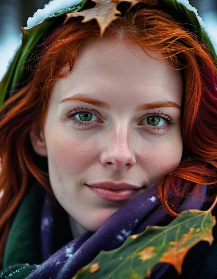 Renaissance Portrait: Redhead in Twilight, Oil on Canvas