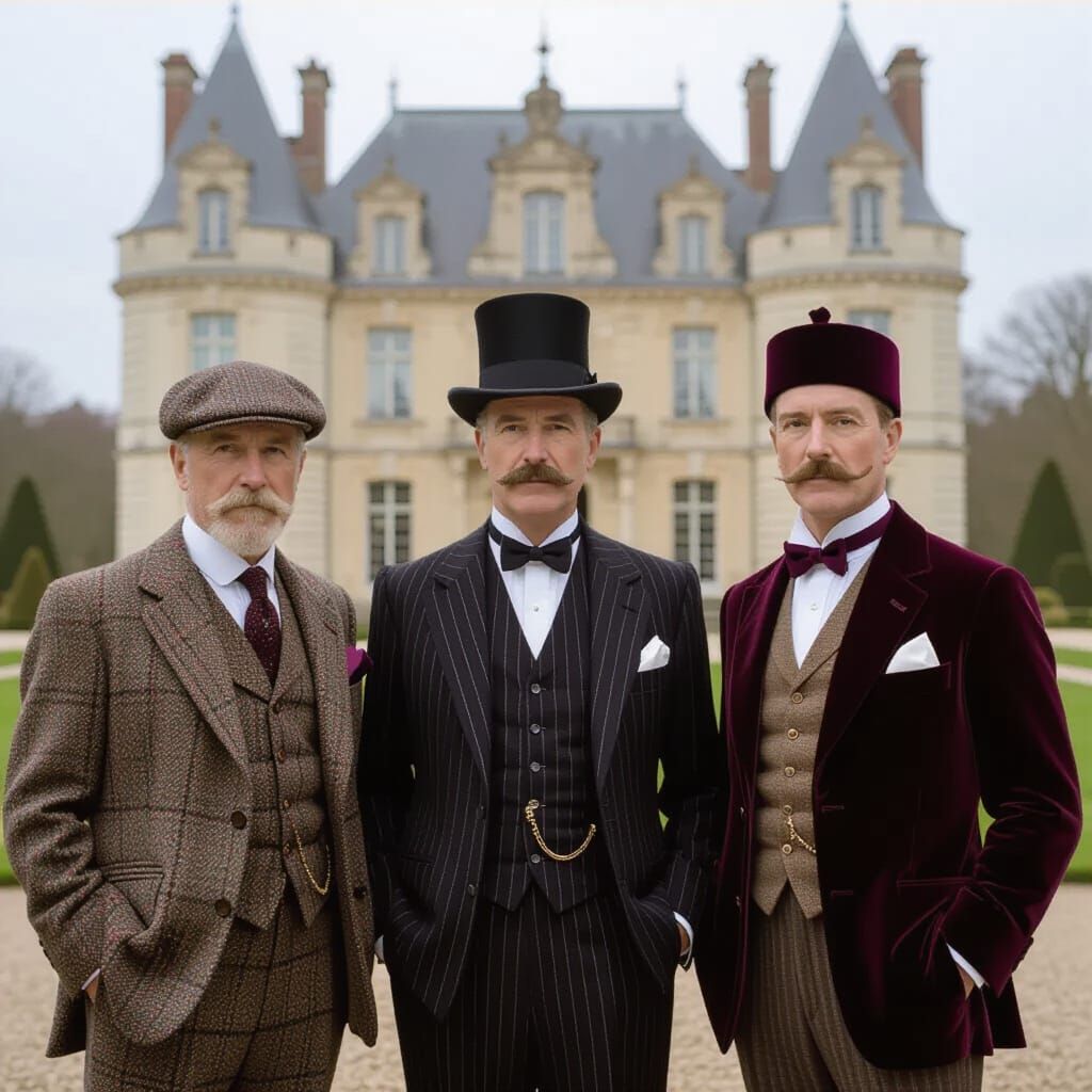 Mini Aristocrats at Chateau in Wes Anderson Style