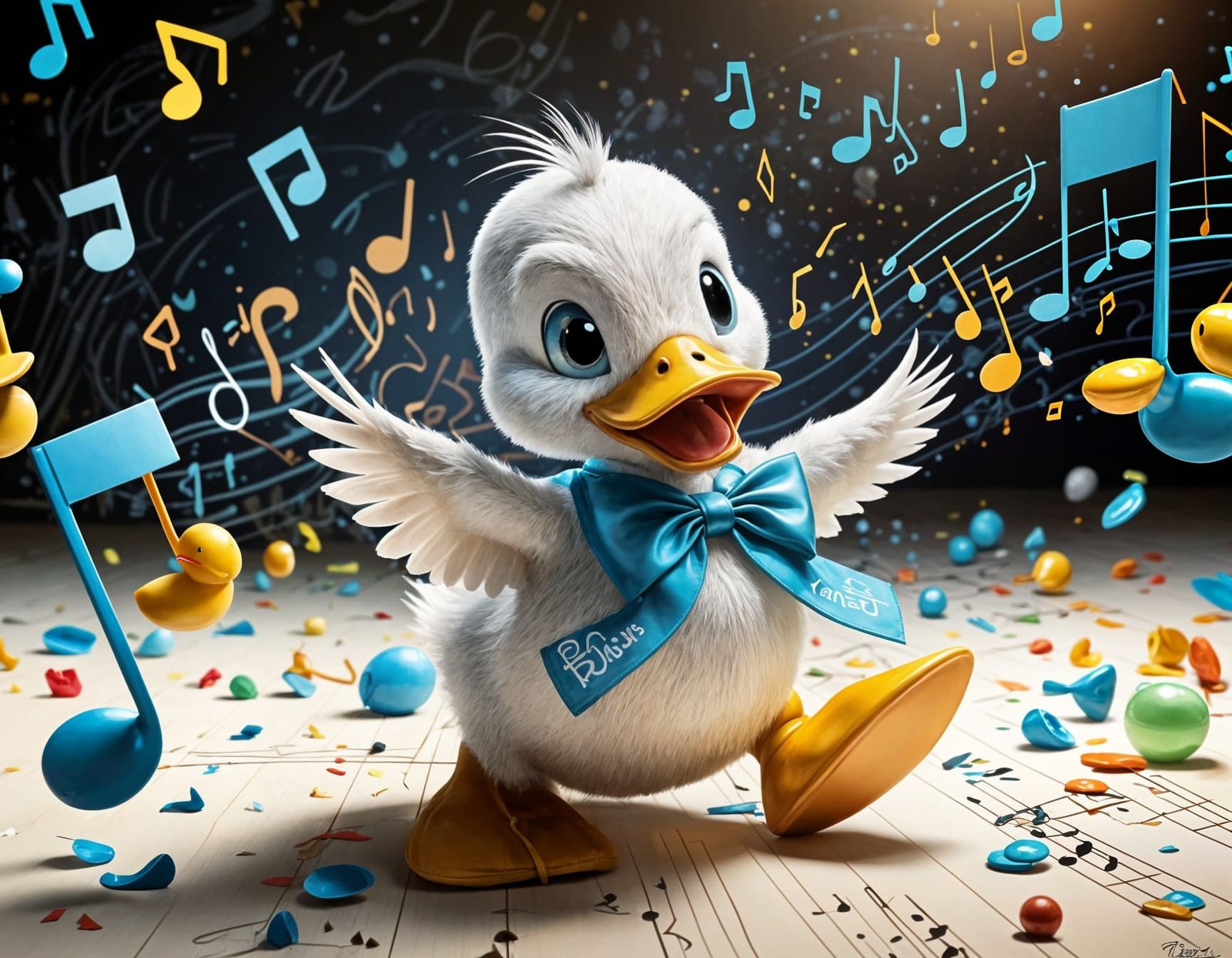 Baby Donald Duck Dancing in Moebius Style