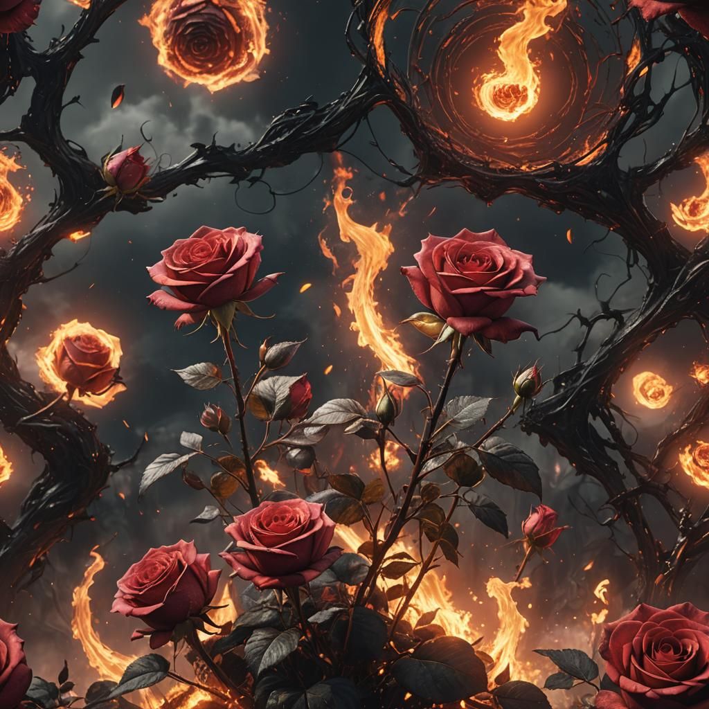 Burning Rose Under Black Sun: Fantasy Concept Art